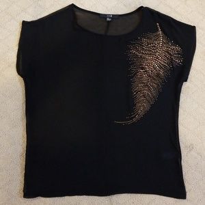 XXI BLACK GOLD LEAF DETAIL TOP